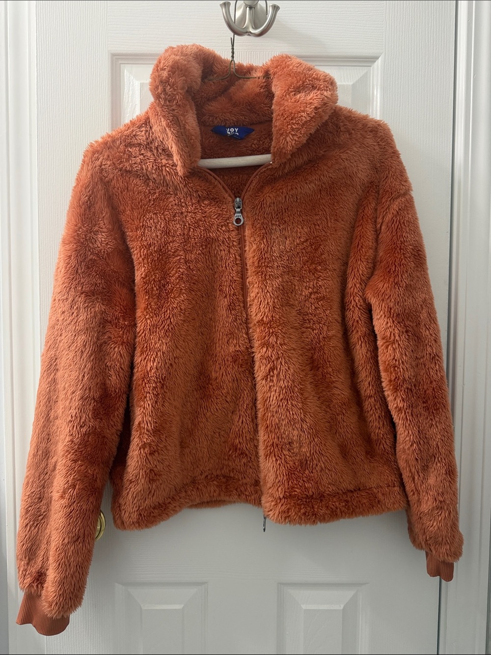 Joy Lab Cozy Rust Faux-Fur Zip Jacket